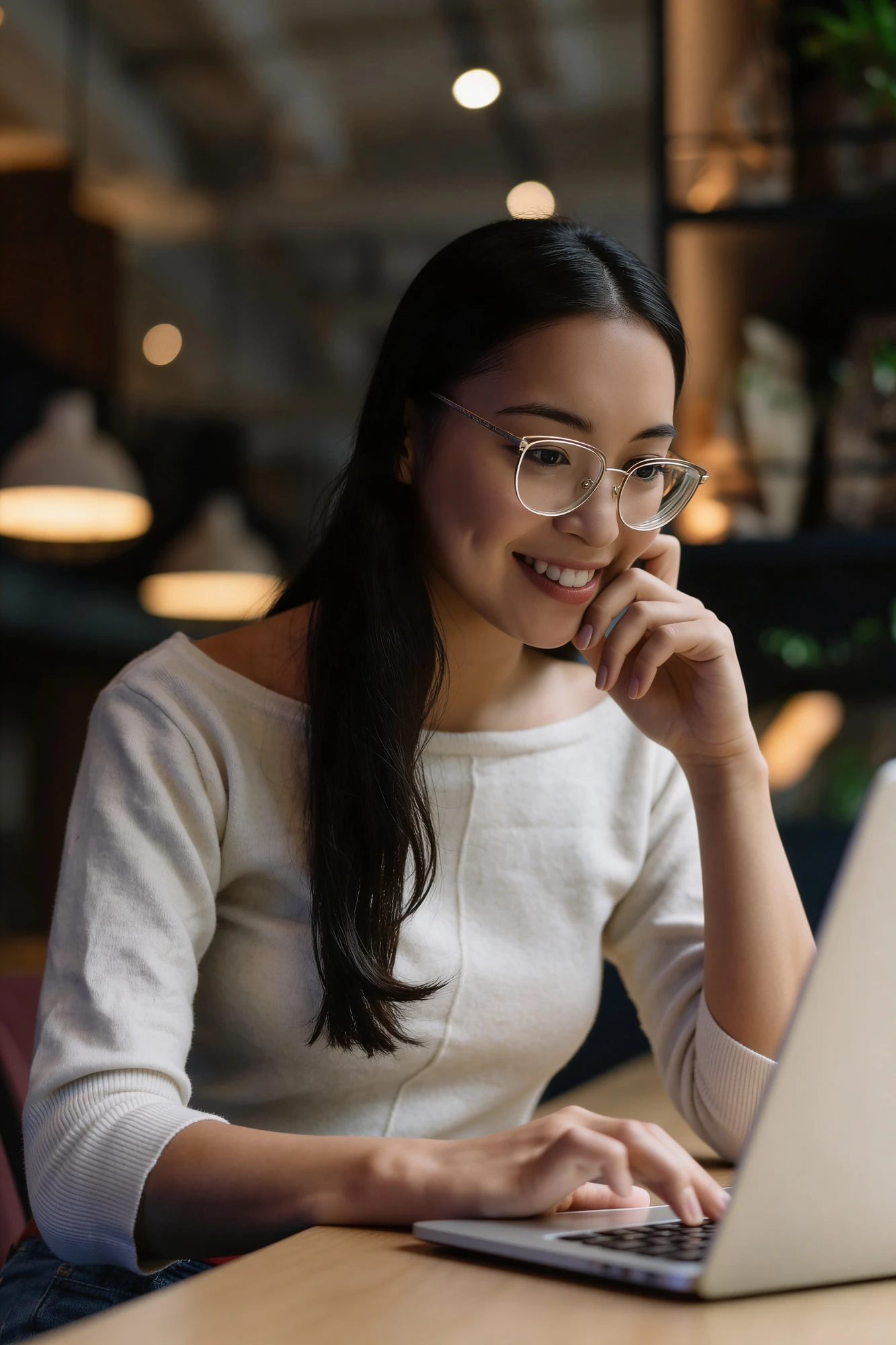 Vrouw volgt de online groepscursus via haar laptop